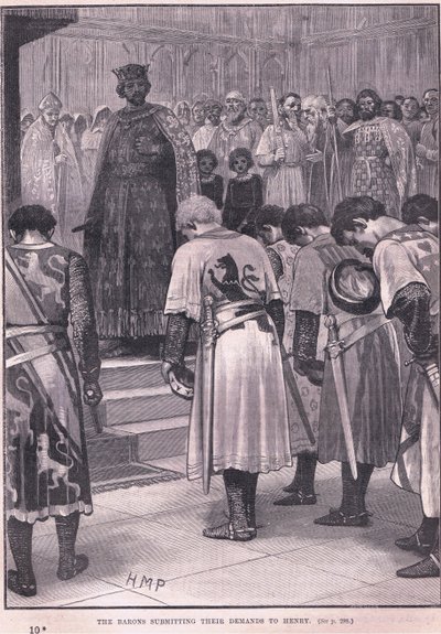 Los barones presentando sus demandas a Enrique AD 1258 de Henry Marriott Paget