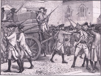 Tropas escoltando el papel sellado al Ayuntamiento, Nueva York AD 1765 de Henry Marriott Paget