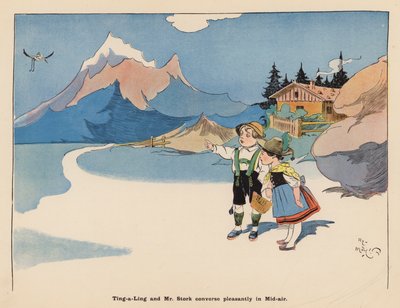 Ilustración de Las aventuras de una muñeca japonesa (litografía en color) de Henry Mayer