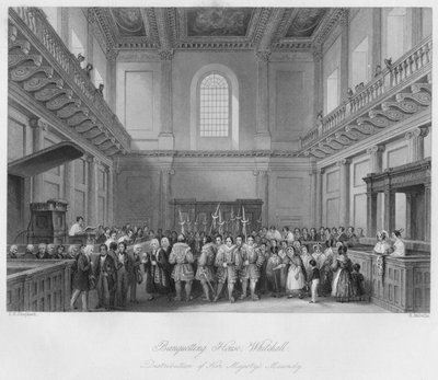 Banqueting House, Whitehall. Distribución del Maundy de Su Majestad, c1841 de Henry Melville
