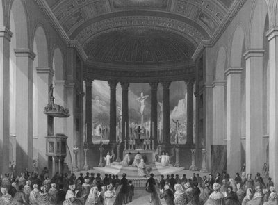 Celebración de la Misa Mayor en el Día de Navidad, Capilla Católica Romana, Moorfields, Ciudad de Londres de Henry Melville