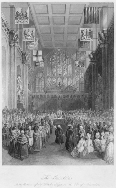 El Guildhall. Instalación del Lord Mayor el 8 de noviembre, c. 1841 de Henry Melville