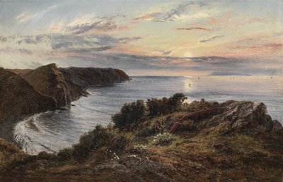 A través de Shipload Bay hacia la isla de Lundy, North Devon, 1859 de Henry Moore