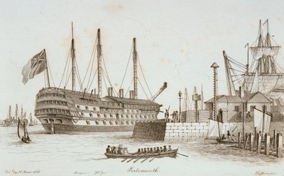 Bocetos de barcos en el puerto de Portsmouth de Henry Moses
