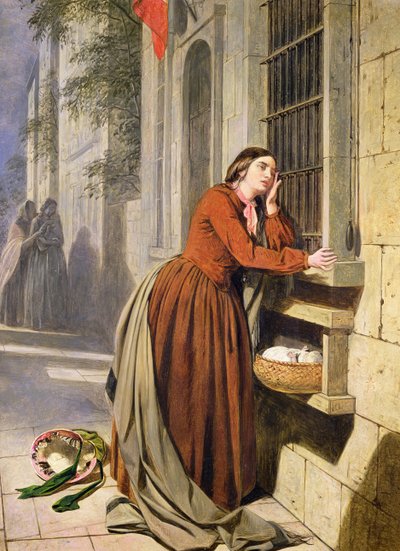 Madre depositando a su hijo en el Hospital de Niños Abandonados en París, c.1855-60 de Henry Nelson O
