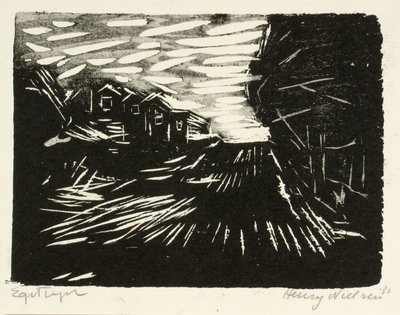 Camino ancho, casas, árboles de Henry Nielsen