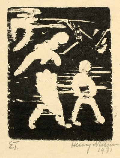 Mujer caminando y niño de Henry Nielsen