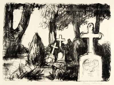 Cementerio con tres lápidas de Henry Nielsen
