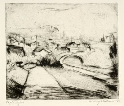 Paisaje con camino y casas de Henry Nielsen