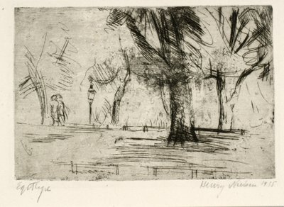 Parque con dos paseantes y una linterna de Henry Nielsen