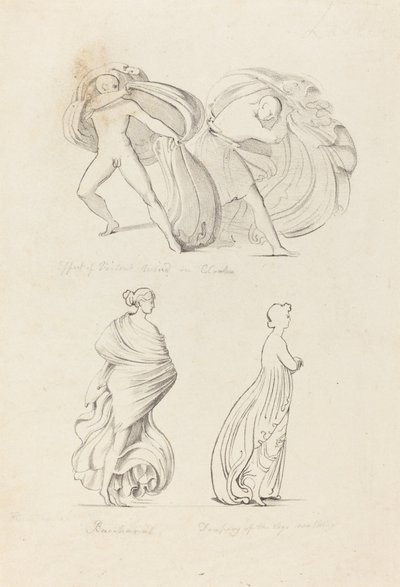 Drapería, Tres Figuras, una Bacante y Dos de la Naturaleza de Henry Noel Humphreys after John Flaxman