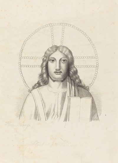 Cabeza de Nuestro Salvador, de "Roma Subterranea" de Arringhi de Henry Noel Humphreys after John Flaxman