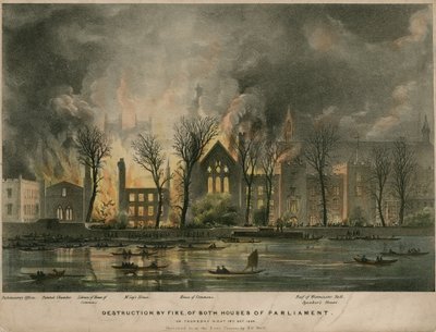 Destrucción por fuego de ambas Cámaras del Parlamento la noche del jueves, 16 de octubre de 1834 de Henry O