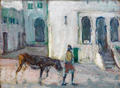 Escena callejera, Tánger Hombre guiando ternero, ca. 1910 de Henry Ossawa Tanner