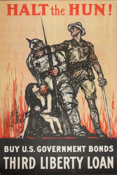 ¡Detén al huno! Compra bonos del gobierno de EE.UU. Tercer préstamo de la libertad de Henry Patrick Raleigh