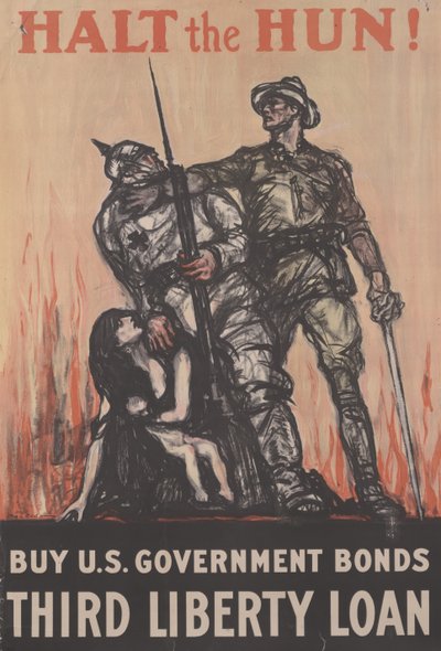 ¡Detén al Huno! Compra Bonos del Gobierno de EE.UU., Tercer Préstamo de la Libertad, c.1918 de Henry Patrick Raleigh