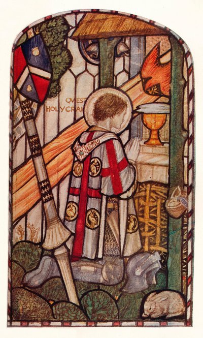 Sir Galahad. Diseño para una ventana en Kelvin-Side, Glasgow, c1914 de Henry Payne