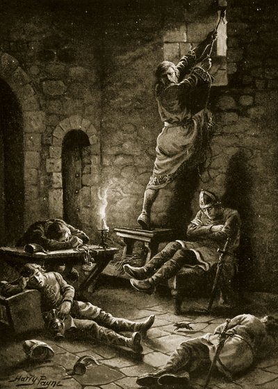 La fuga de Ralph Flambard de la Torre, ilustración de 