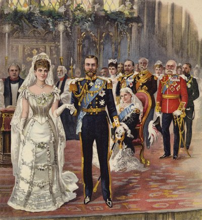 El matrimonio del Duque de Cornualles y York con la Princesa María, Capilla Real, Palacio de St James, Londres, 6 de julio de 1893 de Henry Payne
