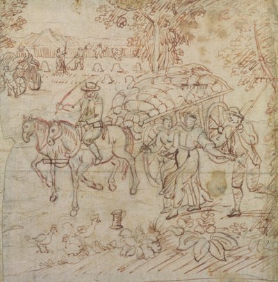 Paisaje con cosechadores regresando a casa, c.1595-1605 de Henry Peacham