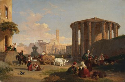 Templo de Vesta, plaza de Bocca di Verita (óleo sobre lienzo) de Henry Penry Williams
