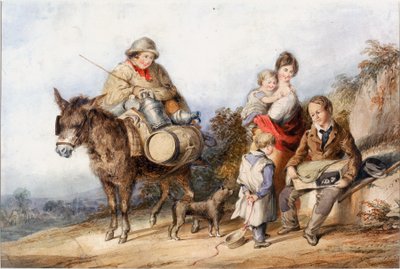 Lechero con grupo familiar, hacia 1840 (Acuarela y gouache) de Henry Perlee Parker