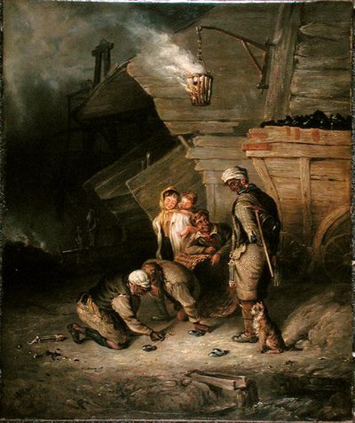 Mineros jugando a los aros de Henry Perlee Parker