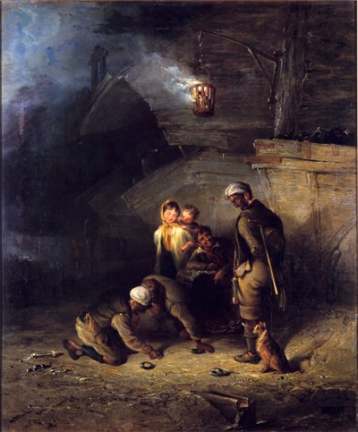 Mineros jugando a los aros de Henry Perlee Parker