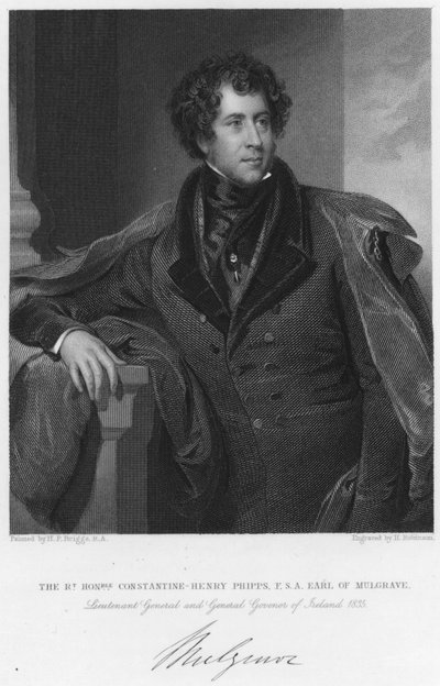El Muy Honorable Constantine-Henry Phipps, F S A, Conde de Mulgrave, Teniente General y Gobernador General de Irlanda de Henry Perronet (after) Briggs