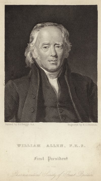 William Allen - Primer Presidente de la Sociedad Farmacéutica de Gran Bretaña (1770-1843) (grabado) de Henry Perronet (after) Briggs