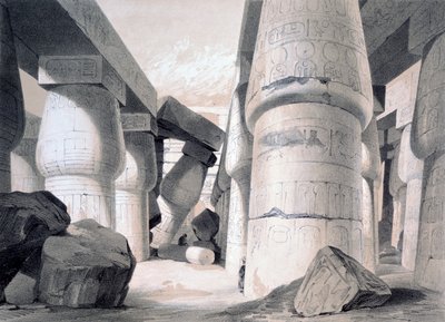 Interior del Gran Salón de Karnac, Egipto, 1845 de Henry Pilleau