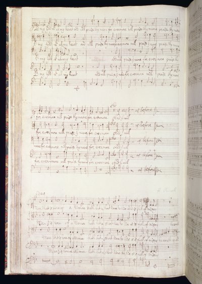 MU MS 88 f.102 "Man that is born of woman", página de un volumen de Himnos ingleses compuestos y escritos por Henry Purcell (1659-95) 1673 (tinta sobre papel) de Henry Purcell