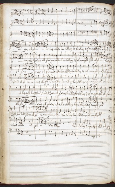 R.M.20.h.8 f.56v Manuscrito autógrafo de himnos, canciones de bienvenida y canciones solistas, c.1680-90 (tinta sobre papel) de Henry Purcell