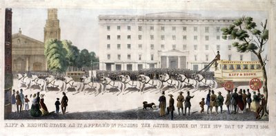 El escenario de Kipp y Brown tal como apareció al pasar por la Casa Astor el 16 de junio de 1845 de Henry R. Robinson