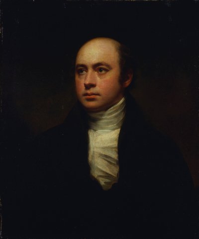 Retrato de Sir Francis Chantrey, con chaqueta oscura y corbata blanca de Henry Raeburn