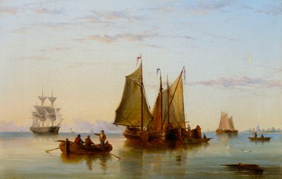 Barcos de Pesca y Otras Embarcaciones en el Escalda Cerca de Róterdam, 1852 de Henry Redmore