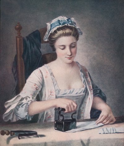 Una criada de lavandería planchando, c1765, 1905 de Henry Robert Morland