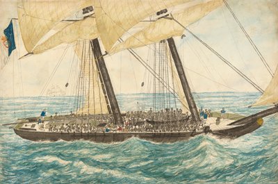 El esclavista portugués Diligenté capturado por el H.M. Sloop Pearl con 600 esclavos a bordo de Henry Samuel Hawker