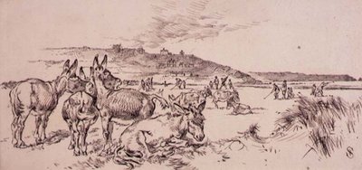Burros en el campo de golf, ilustración de la revista 
