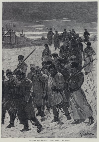 Kara, convictos regresando de noche de las minas de Henry Sandham