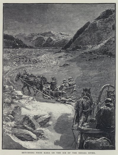Regresando de Kara sobre el hielo del río Shilka de Henry Sandham