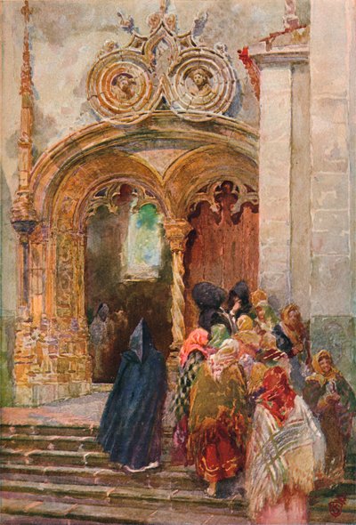 Puerta sur de la Iglesia Matriz, Ponta Delgada, c1899 de Henry Sandham