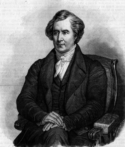 Retrato de François Arago (1786-1853), astrónomo, físico y político francés. (De la pintura de Henri Scheffer). Grabado en “La Nature: revue des sciences et de leurs aplicaciones aux arts et a l
