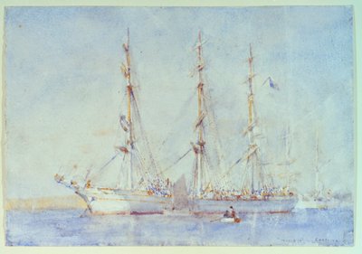 Barco francés Marecual de Cashes [¿Mareschal de Cashes] en Falmouth, julio de 1914, principios del siglo XX (acuarela) de Henry Scott Tuke
