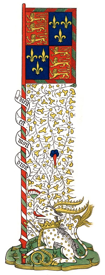 Estandarte de las armas de Inglaterra y Francia, cuarteado de Henry Shaw