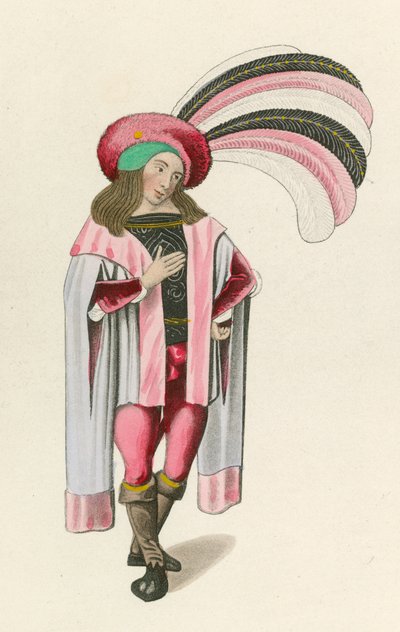 Figura 1 del Romance de la Rosa, c 1480, en el Museo Británico, Harl M S 4425 de Henry Shaw