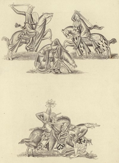 Caballeros luchando, alrededor de 1260 de Henry Shaw
