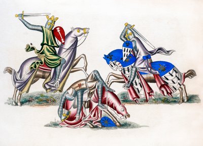 Caballeros luchando, c1260, 1843 de Henry Shaw