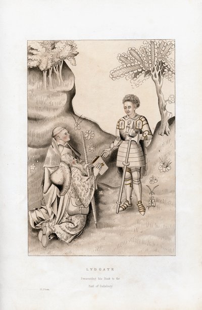 Lydgate presentando su libro al Conde de Salisbury, 1426 de Henry Shaw