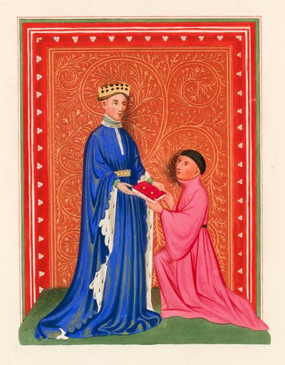 Occleve presentando su libro a Enrique V, c.1410 de Henry Shaw